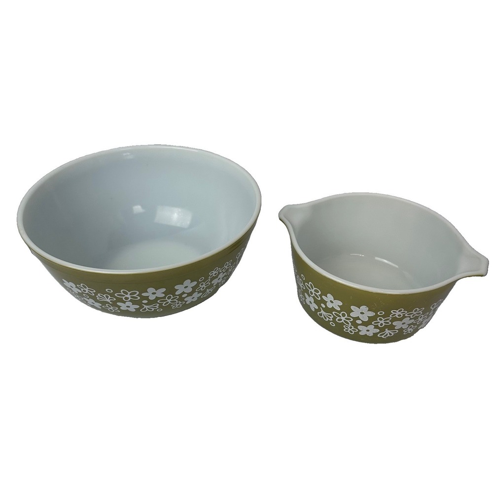 Pyrex Crazy Daisy Spring Blossom 1 large mixing bowl & 1 Small